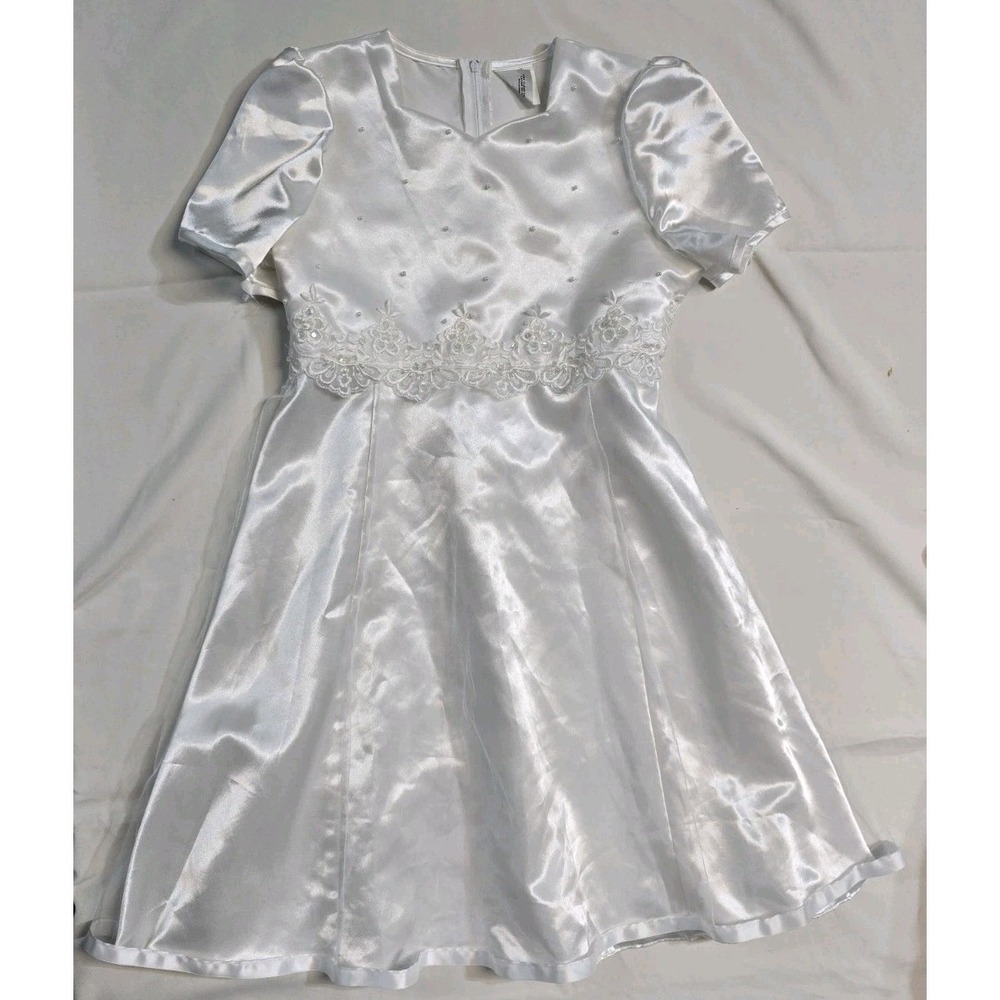 Vintage Girls Dress Communion Flower Girl‎ Lace White 10 plus